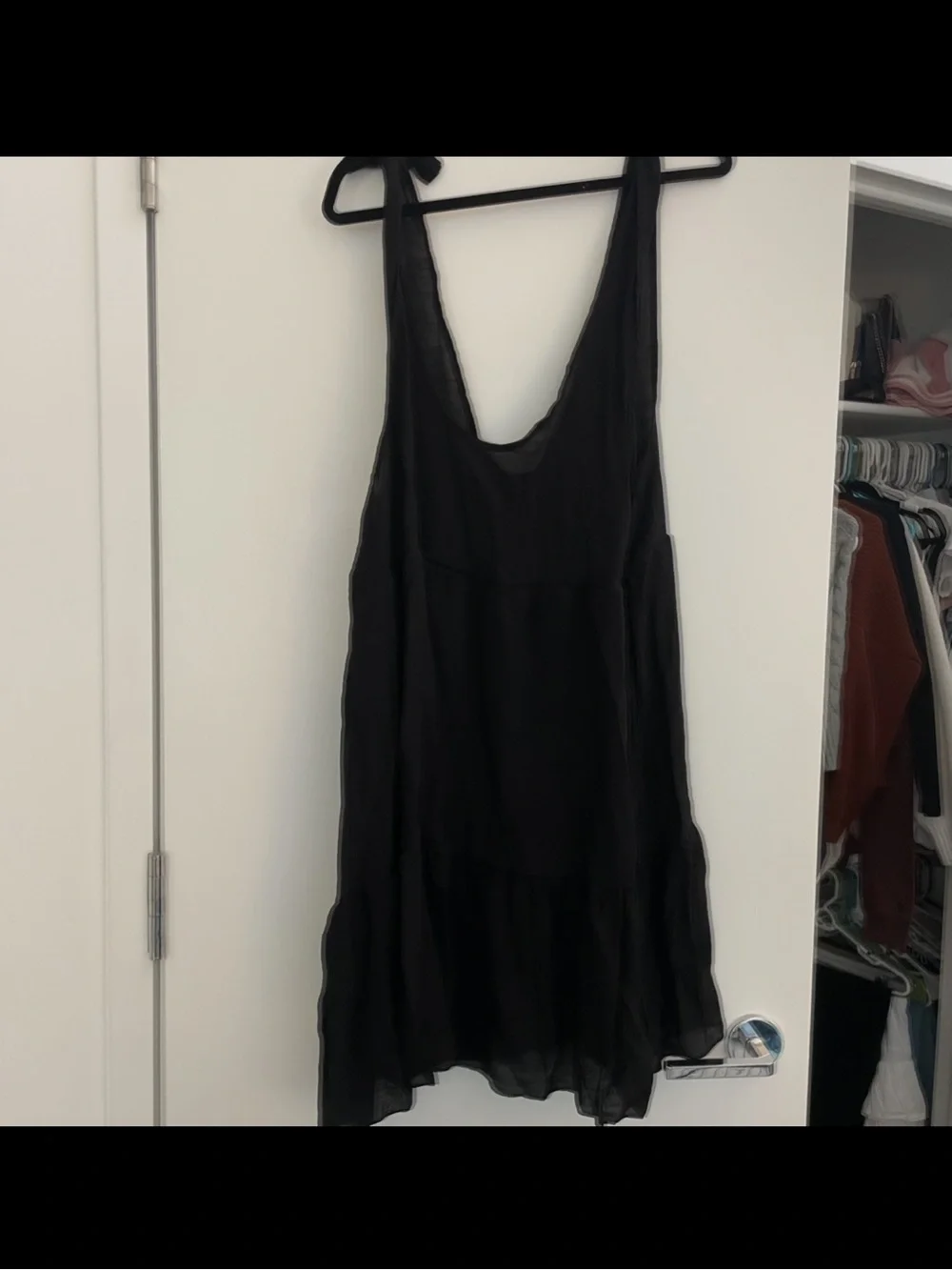 SHEIN Black Slip Dress with Sheer Layers